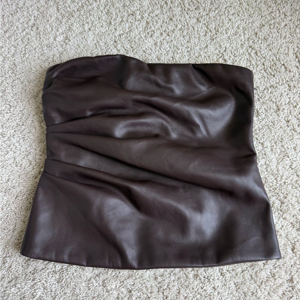 White fox brown leather top